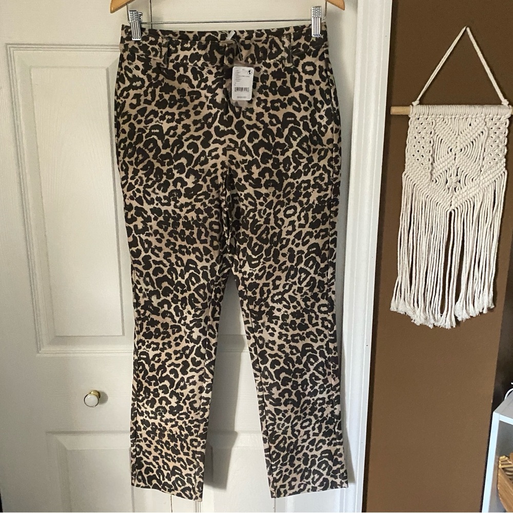 NWT Free People Neutral Leopard Print Ankle Pants | Size 4